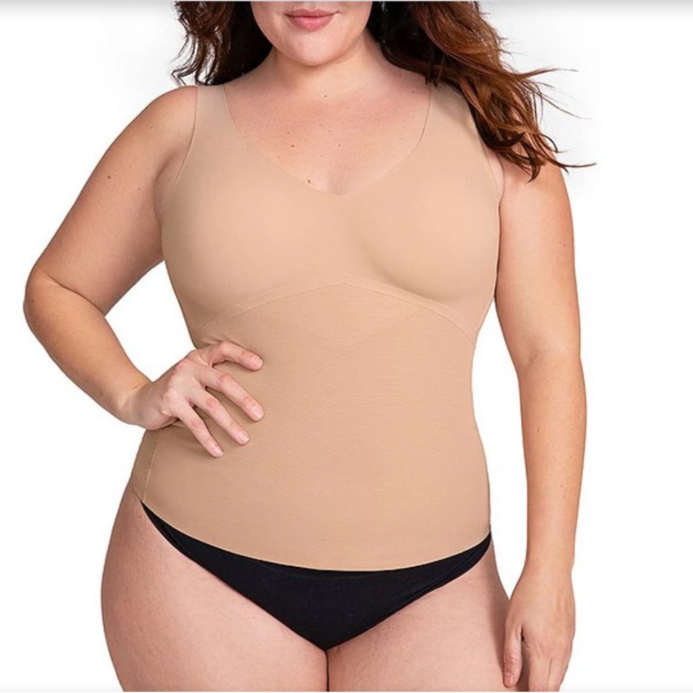 Honeylove Shapewear Liftwear Tank XL Nude Sand Beige Compression Wide Straps Bra